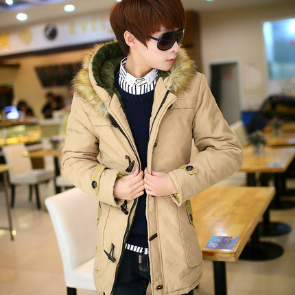 2015冬装新品棉袄中长款情侣棉服男加绒加厚