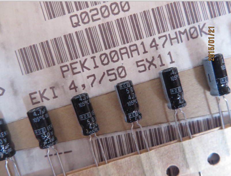 4.7uF/50V 德国ROE EKI低漏电流电解电容器 平衡11x5φ 4.7UF 50V