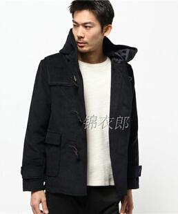 连帽牛角扣男款呢子休闲上衣外套大衣 森系sevendays eme