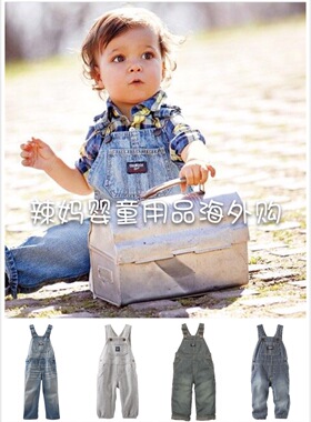 美国采购正品现货Oshkosh秋季新款男宝宝背带牛仔裤