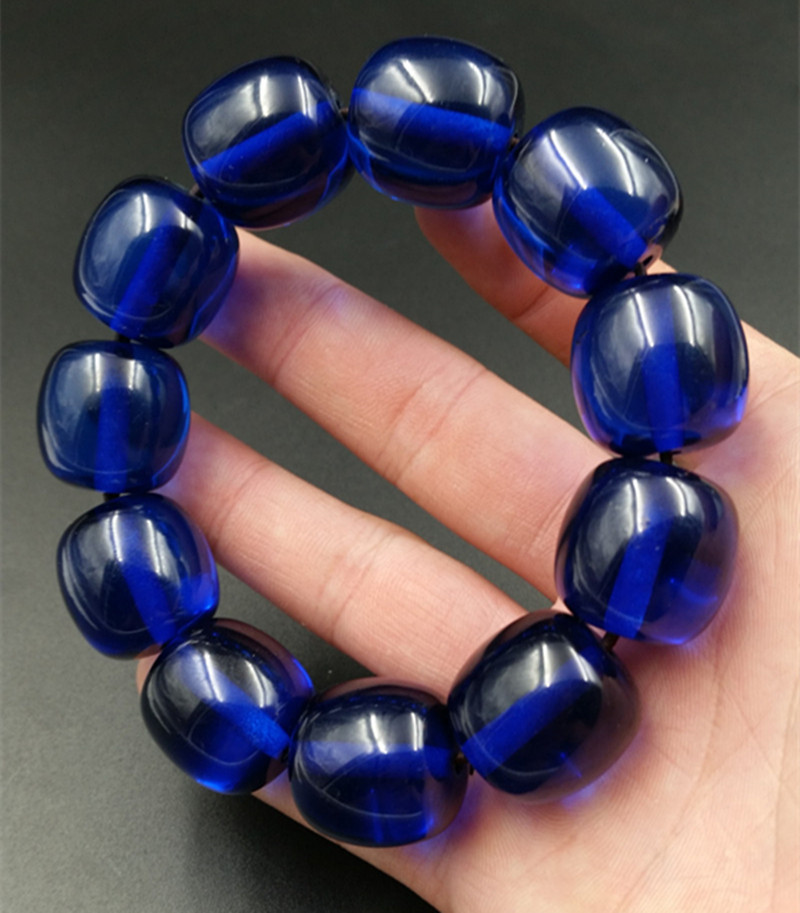 高档精美仿天然琥珀桶珠手链仿蓝珀手链手串男女款手链