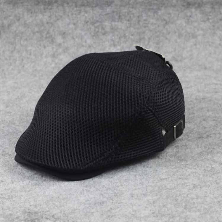 网眼英伦风复古黑色中老年导演帽