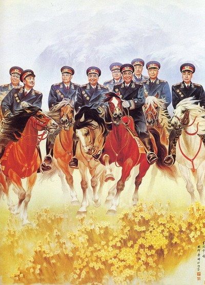 十大元帅群像 骑马戎装 招贴画 革命经典 家居酒吧装饰画
