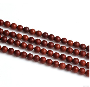 小叶紫檀散珠单颗圆珠108颗手链项链配珠隔珠红色木珠子串珠配件