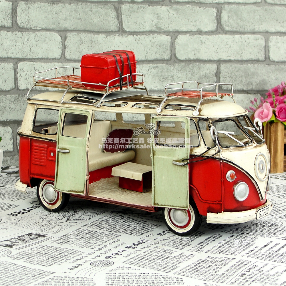 复古风露营旅行车金属家居摆设