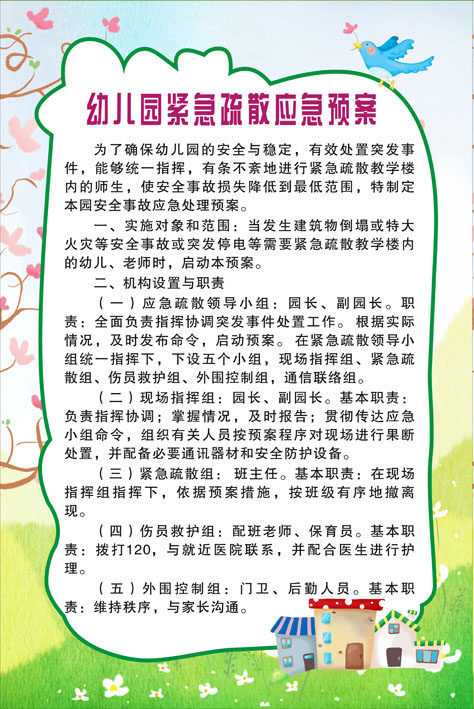 578海报展板墙画写真喷绘475幼儿园紧急疏散应急预案