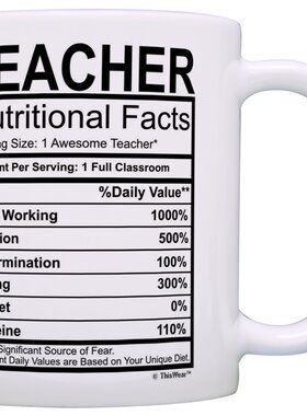 Teacher教师节礼物老师营养成分咖啡马克杯子陶瓷水杯感恩节趣味