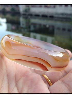 巴西天然象形线条无烤玛瑙手镯水润通透原石玉髓女手环闺蜜礼110