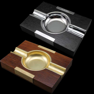 ADVENTURER新款雪茄烟灰缸精品实木烟灰缸全铜印茄木时尚创意客厅