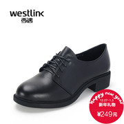 Westlink/West fall 2015 new black really cowhide with rough with women casual shoes