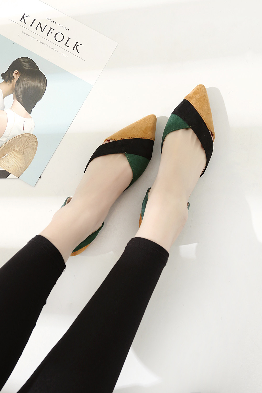 2017 Spring and summer Tip Hollow Flat shoes Shallow mouth Color matching Flat shoes Sandals Women's Shoesin the Women's Shoes, Low shoes  category - from Buy2taobao.com to provide professional Taobao agent buy service
