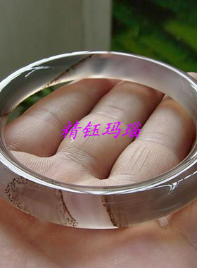 巴西纯天然玉髓朱砂纹理圆条手镯