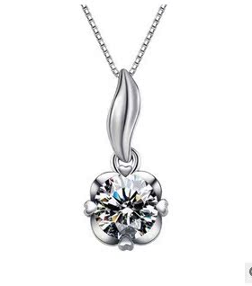 手工镶钻银色心形生日礼物吊坠