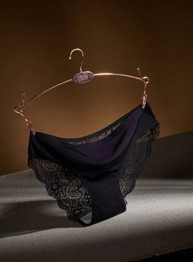 网纱低腰性感一片式无痕冰丝内裤女 蕾丝中腰隐形三角裤 全棉底裆