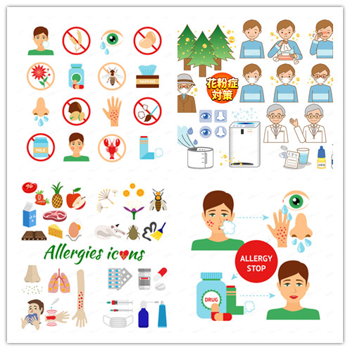 A0754矢量扁平化人物医疗科普过敏海报挂图模板食物药 AI设计素材
