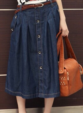 客衣都加肥加大码女装 2024韩版休闲宽松百搭牛仔半身裙中裙 Q062