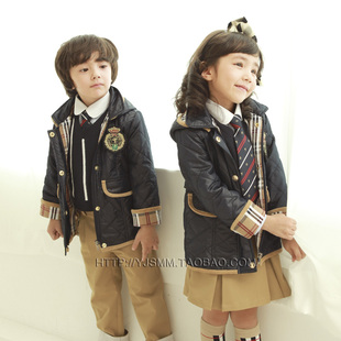 儿童童装男女冬装韩版大衣新款幼儿园园服初中小学生校服棉衣外套