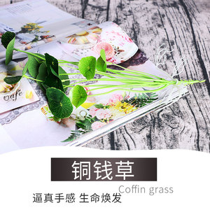 仿真迷你小荷叶铜钱草金钱叶假花绿色植物装饰玻璃陶瓷花瓶花插
