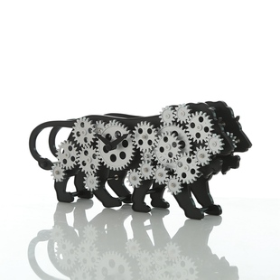 博派雄狮齿轮钟 低噪音齿轮转动石英机械创意钟 座钟挂钟