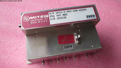 美国MITEQ进口 960MHz SMA 微波振荡器 微波频综 射频微波锁相环振荡器  质量包好，包能用 成色好    型号：DPLO-5-960-20P-42960    频率：960MHz    输出功率：20dBm    工作电压：+20V /  +5V     输入输出：SMA