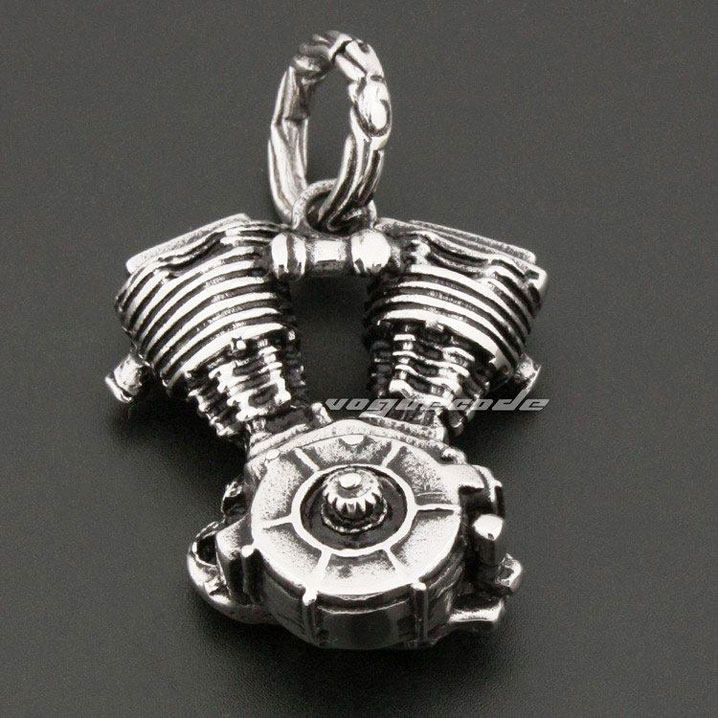 复古时尚男款摩托引擎钛钢吊坠厚重型骑士机车发动机吊坠男潮个性