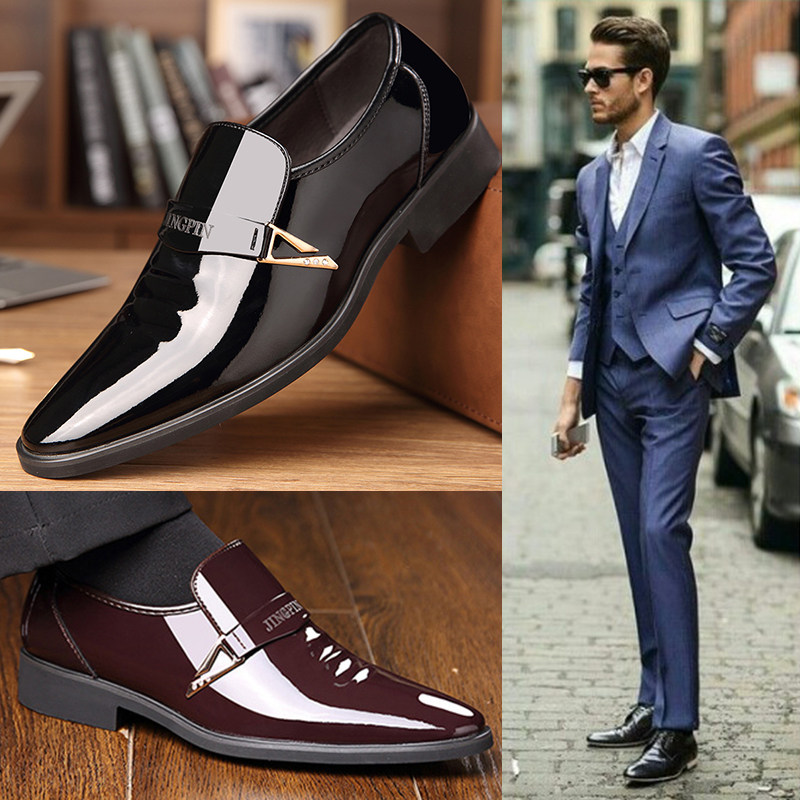 男生皮鞋韩版潮流男青少年小百搭英伦学生青年结婚黑色工作休闲鞋