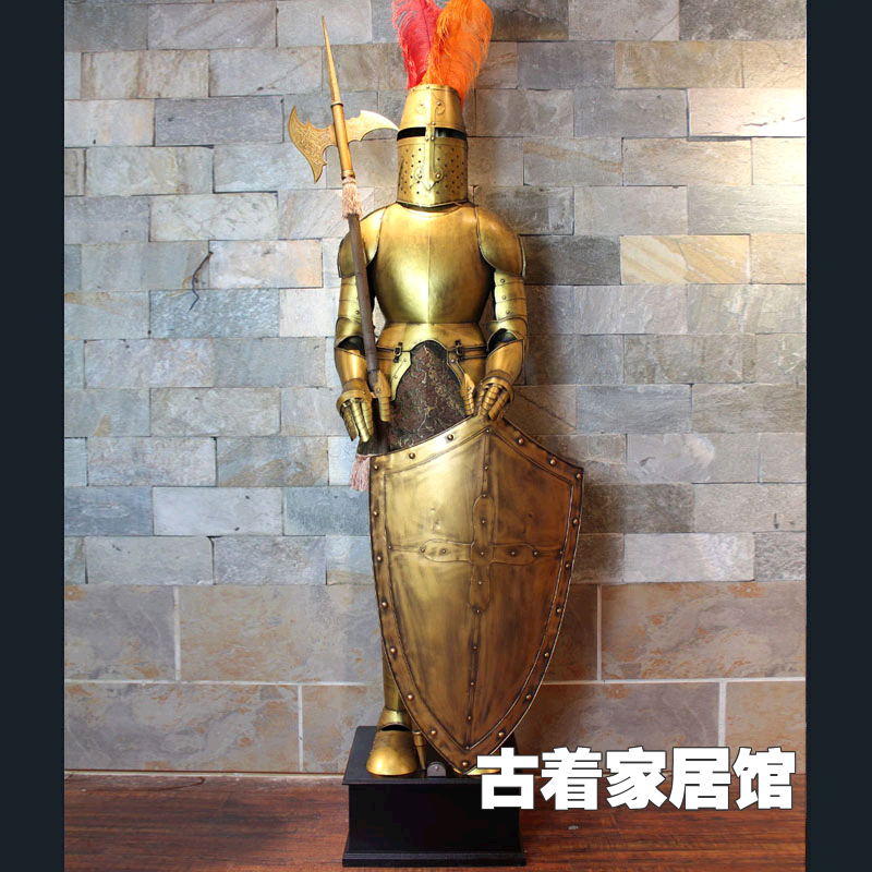 欧式酒吧骑士摆件/中世纪盔甲铁人雕塑/古罗马铁艺武士/2m特价