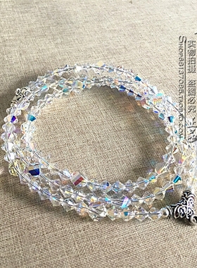 水晶超闪毫米纯银珐琅扣挂链