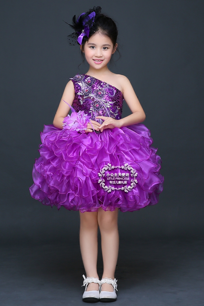 儿童走秀晚礼服女童演出蓬蓬纱裙钢琴走秀礼服模特主持表演公主裙