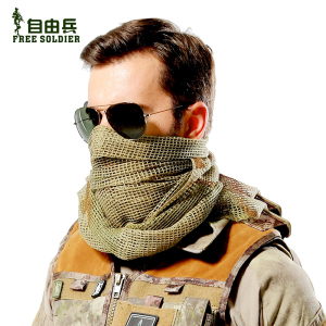 自由兵户外战术迷彩围巾伪装网眼巾大方巾大头巾围脖防虫防蚊防寒