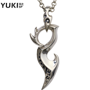 YUKI men''s 925 Silver necklace Thai long split-personality of male ornaments, silver pendant chains of clavicle retro Silver Pendant