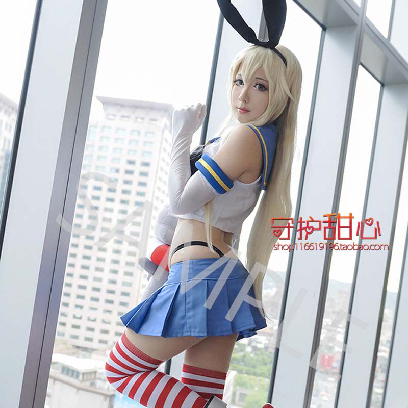 包邮甜心家舰队Collection 舰娘 /岛风 奶金 淡金色 cosplay假发