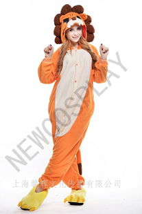 出口欧美onesie kigurumi pajama狮子卡通动物连体睡衣男女表演出