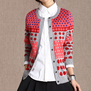 女装 波点针织衫 女长袖 一衣江南 外套 新款 圆领开衫 K308 2022春装