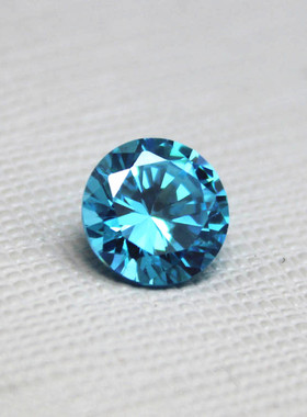 爱情之石海蓝宝石裸石圆形巴西进口培育粉熔戒指面蓝晶三月诞生石