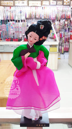 韩国进口人偶/黄真伊韩服娃娃/韩国料理店摆设/正品/H-P02936-1