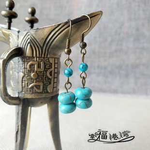 仿松石复古宫廷古装民族风宫廷汉服简约日常美人心计耳环耳夹饰品