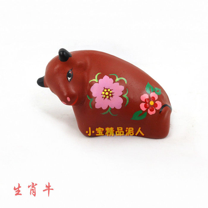 无锡惠山小泥人动物属相十二生肖丑牛传统手工艺品摆件小礼物礼品