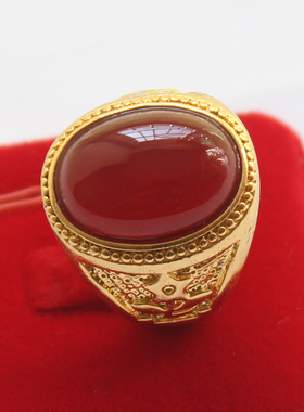 镶玛瑙宝石霸气风夸张黄铜镀金