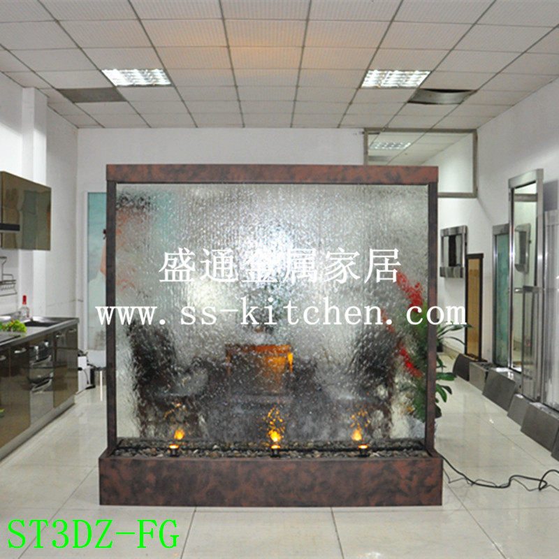 订做办公隔断水帘 玻璃水幕墙 公司形象风水墙 不锈钢流水屏风