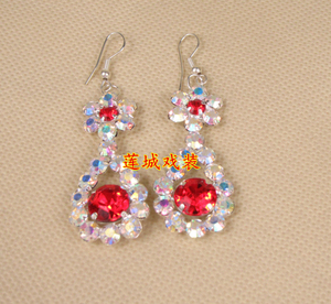 戏曲头面京剧头面头饰戏曲头饰青衣花旦耳环 七彩水钻耳环