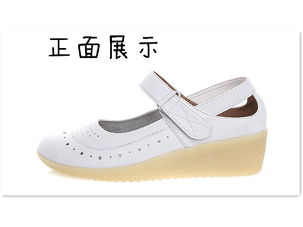 夏季白色护士鞋舒适防滑牛筋底镂空透气浅口工作鞋牙科美容药店