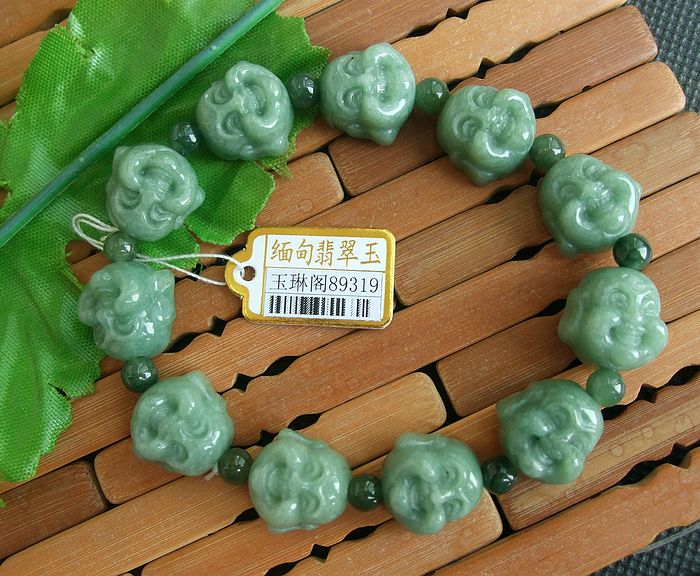 89319玉琳阁翡翠玉 实物拍 进口缅甸玉天然A货翡翠佛头手链