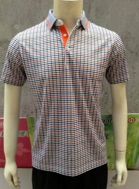 商场同款海尔曼斯男士格子夏装上衣时尚短袖针织T恤衫甩卖E744C24