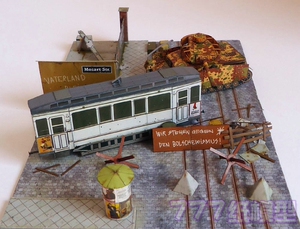 [777纸模型]二战军事场景系列之1945年德国 禁止通行 1/87 1/64