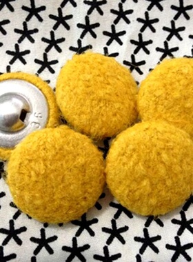 黄色圈圈毛呢羊绒包布纽扣 大衣风衣毛衣西装钮扣子 DIY手工布艺