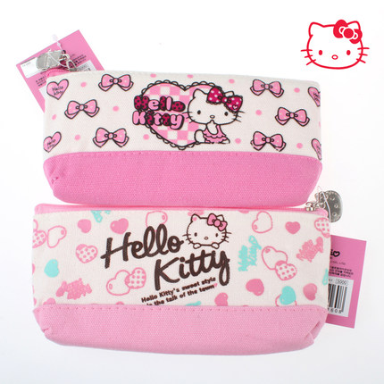 韩国进口 Hello Kitty 凯蒂猫卡通笔袋帆布笔袋可爱文具盒铅笔袋