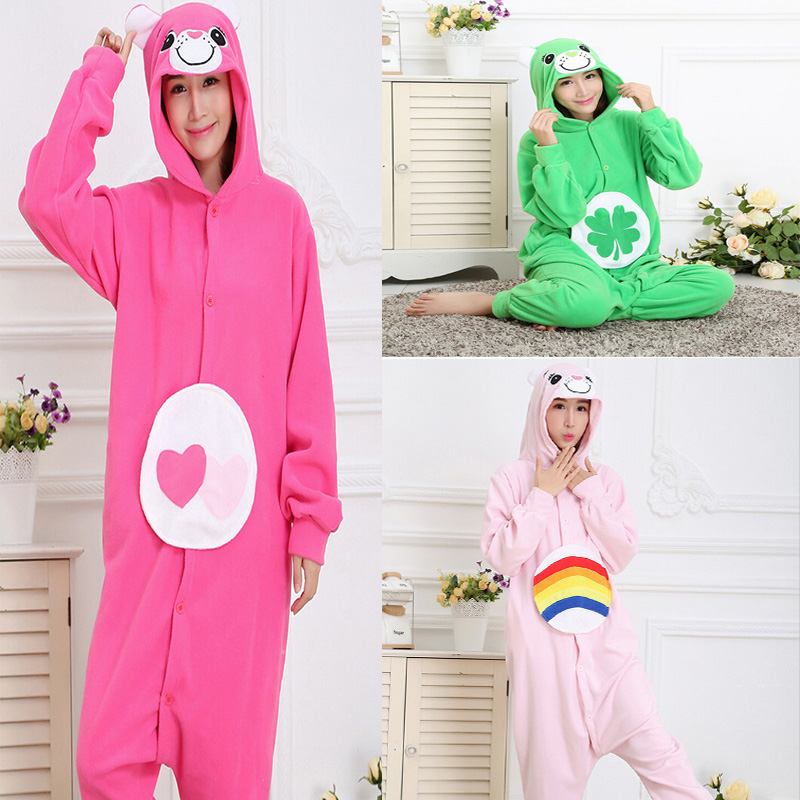 幸运爱心卡通动物情侣连体睡衣