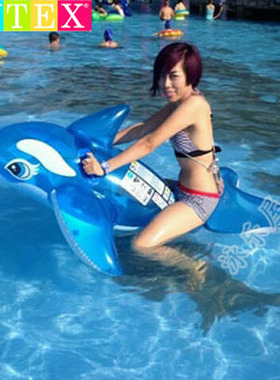 INTEX水上动物游泳圈坐骑 蓝黑鲸鱼座圈动物玩具儿童成人充气座骑