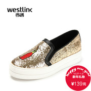 Westlink/West fall 2015 new asymmetric embroidery sequins foot thick-soled platform women love shoes